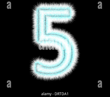 Symbol '5' aus Wolle auf einem schwarzen Hintergrund Stockfoto