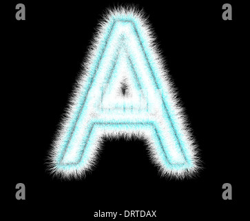 Symbol 'A' aus Wolle auf einem schwarzen Hintergrund Stockfoto