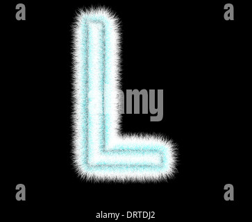 Symbol "L" aus Wolle auf einem schwarzen Hintergrund Stockfoto