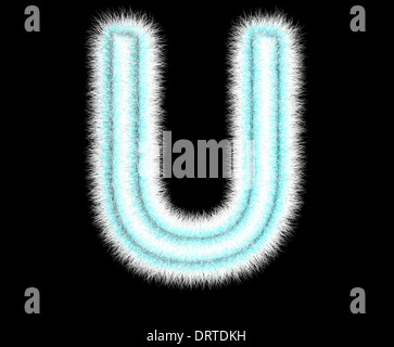 Symbol "U" aus Wolle auf einem schwarzen Hintergrund Stockfoto