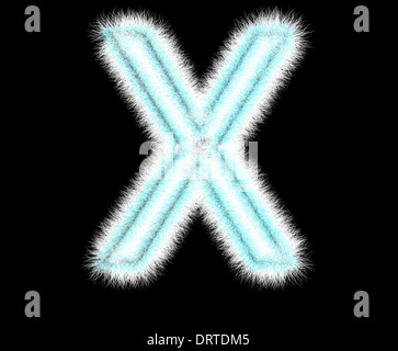 Symbol "X" aus Wolle auf einem schwarzen Hintergrund Stockfoto