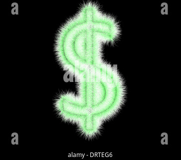 Symbol '$' aus Wolle auf einem schwarzen Hintergrund Stockfoto