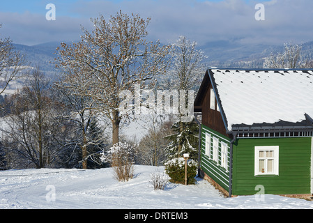 Riesengebirge - Benecko - Hütte im Winter Stockfoto