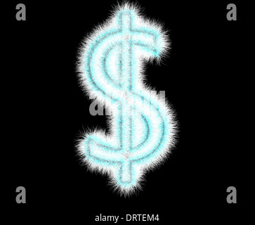 Symbol '$' aus Wolle auf einem schwarzen Hintergrund Stockfoto