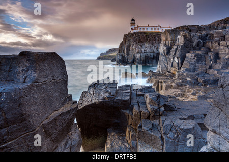 Landschaftlich Point Lighthouse, Isle Of Skye, innere Hebriden, Schottland, UK, Europa. Stockfoto