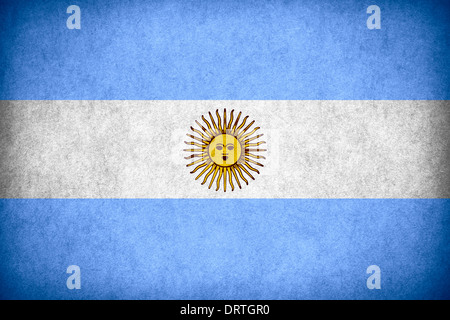 Flagge von Argentinien oder argentinischen Banner auf grobe Muster Papierstruktur Stockfoto