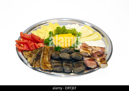 Fleisch und griechischen Käseplatte Stockfoto