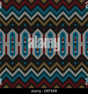Ornamentale folk Gestrickte Textilien, nahtlose Muster. Stockfoto