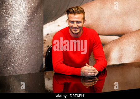 David Beckham besucht die Einführung seiner neuen Bodywear-Range auf der H & M Super Bowl Veranstaltung im H & M Times Square. Stockfoto