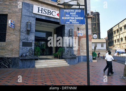 Mumbai Indien Hsbc Bank Mahatma Gandhi Road Stockfoto