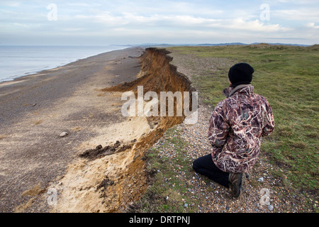 Coastal Schäden in North Norfolk, East Anglia, UK, nach der Sturmflut im Dezember 2013 Stockfoto