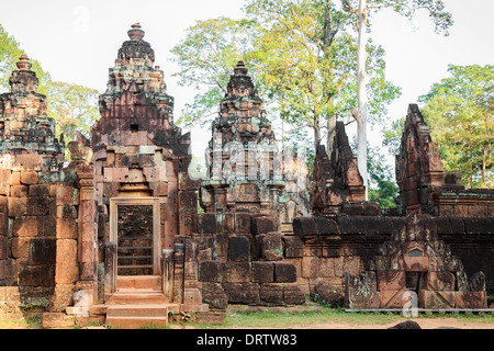 Banteay Srey, antiken buddhistischen Tempel in Angkor Wat, Kambodscha Stockfoto