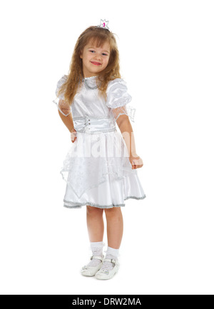 Kleines Mädchen verkleidet als princess.isolated auf weiß Stockfoto