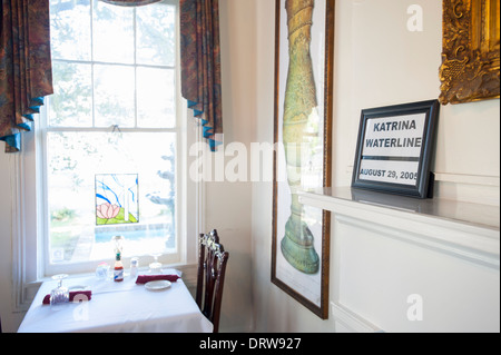 Das Restaurant Mary Mahoney nach Hurrikan Katrina Wasserlinie Wasserlinie USA Mississippi MS Miss Biloxi Innenraum Stockfoto