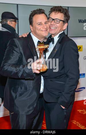 Guido Maria Kretschmer Gewinner und Freunde Frank Mutters am 49Die Goldene Kamera 2014 im Hangar Flughafen Tempelhof in Berlin, Deutschland, am 01. Februar 2014. Stockfoto