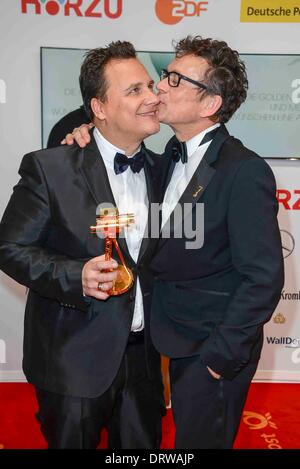 Guido Maria Kretschmer Gewinner und Ehemann Frank Mutters am 49Die Goldene Kamera 2014 im Hangar Flughafen Tempelhof in Berlin, Deutschland, am 01. Februar 2014. Stockfoto