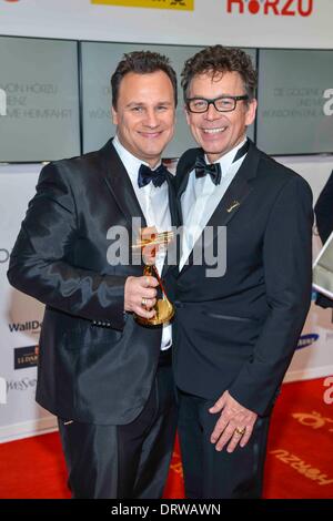 Guido Maria Kretschmer Gewinner und Freunde Frank Mutters am 49Die Goldene Kamera 2014 im Hangar Flughafen Tempelhof in Berlin, Deutschland, am 01. Februar 2014. Stockfoto
