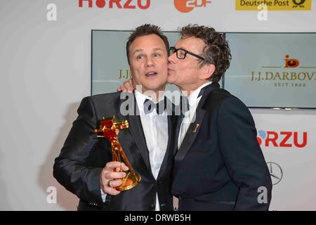 Guido Maria Kretschmer Gewinner und Ehemann Frank Mutters am 49Die Goldene Kamera 2014 im Hangar Flughafen Tempelhof in Berlin, Deutschland, am 01. Februar 2014. Stockfoto
