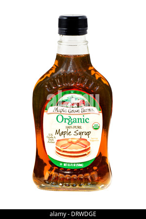 Flasche von Maple Grove Betriebe 100 % Bio Ahornsirup, USA Stockfoto