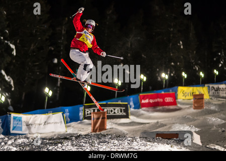 Hannah Kearney gewinnt FIS Freestyle Ski World Cup 2014, Deer Valley Resort, Park City, UT Stockfoto