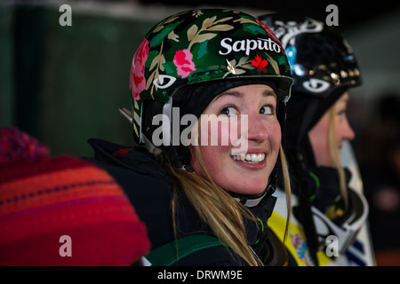 Chloe DuFour-LaPoint (L) & Justine DuFour-LaPointe (Rt) bei FIS Freeski WM 2014 Stockfoto