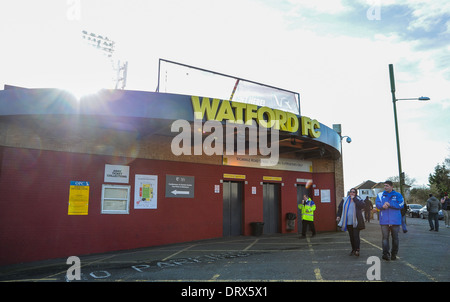 Watford Football Club Boden und Stadion in Vicarage Road Stockfoto