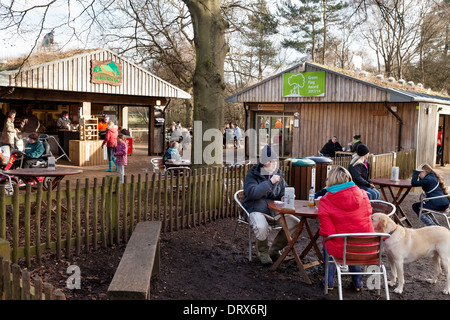 Leute im Café, Burnham Beeches, Burnham, Buckinghamshire, England UK Stockfoto
