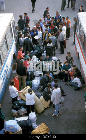 Kosovo-Flüchtlinge vertrieben aus dem Krieg im Kosovo UN Durchgangslager in Tirana im Jahr 1999, Albanien Stockfoto