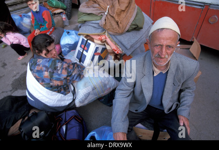 Kosovo-Flüchtlinge vertrieben aus dem Krieg im Kosovo UN Durchgangslager in Tirana im Jahr 1999, Albanien Stockfoto