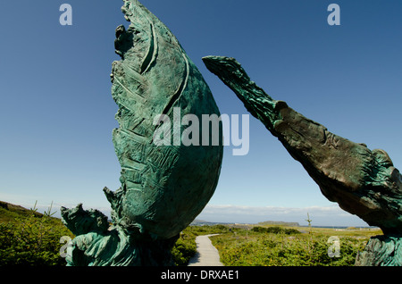 Kanada, Neufundland, l ' Anse Aux Meadows National Historic Site. Park-Promenade, historische Stätte, Skulptur. Stockfoto