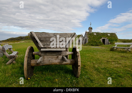 Kanada, Neufundland, l ' Anse Aux Meadows. Norstead Wikingerdorf, Nachbildung des Wikinger-Siedlung. Stockfoto