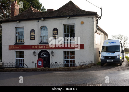 der König Alfred Gastwirtschaft in Burrowbridge, Schauplatz der schlimmsten Überschwemmungen auf der Somerset seit vielen Jahren Ebenen Stockfoto