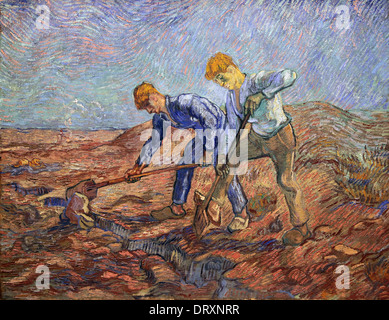 Les Bêcheurs (1889) von Vincent van Gogh (1853-1890) Stockfoto