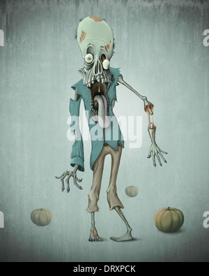 Zombie und Kürbisse für Halloween gruselige Nacht Stockfoto