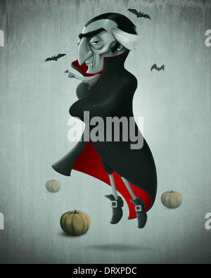 Vampir und Kürbisse für Halloween gruselige Nacht Stockfoto