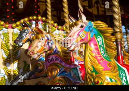 Karussellpferd, Southbank Weihnachtsmarkt, Dezember 2013 Stockfoto