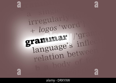Grammatik Wörterbuchdefinition Closeup schwarz / weiß Stockfoto