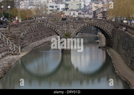 Meganebashi (Brillen-Brücke) in Nagasaki, Japan. Stockfoto