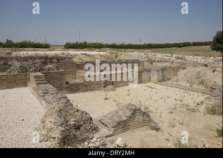 Spanien. Italica. Römische Stadt gegründet ca. 206 v. Chr.. Thermen, große Bäder. In der Nähe von Santiponce. Die Ruinen. Andalusien. Stockfoto