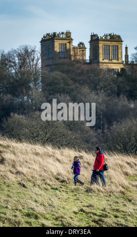 Hardwick Hall mehr Glas als Stein. Stockfoto