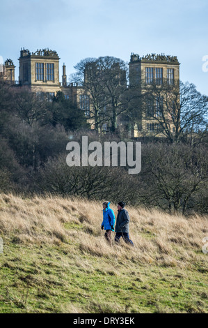 Hardwick Hall mehr Glas als Stein. Stockfoto