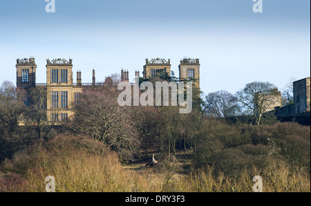 Hardwick Hall mehr Glas als Stein. Stockfoto