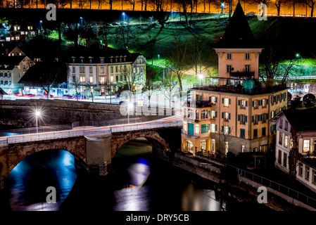 Untertorbruecke Brücke in der Nacht, Bern, Schweiz. Stockfoto