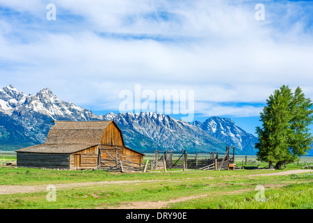 Historischen Mormone Zeile, Grand Teton National Park, Jackson Hole Valley, Wyoming, USA Stockfoto