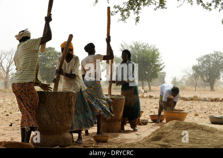 BURKINA FASO Kaya, Dorf Korsimoro, Frauen-Pfund-Hirse, der Sahel-Zone ist regelmäßig durch Dürren und Hunger betroffen. Stockfoto