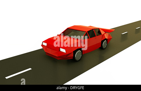 rotes Auto isoliert auf weißem Hintergrund Stockfoto