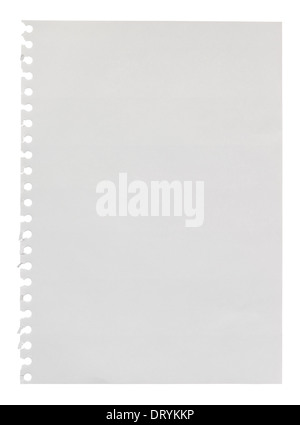 Blank page torn from a ring bound scrapbook for use as a design element with empty space your own personalised message Stockfoto