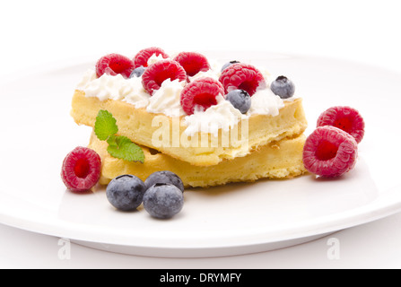 Waffel mit Obst Stockfoto