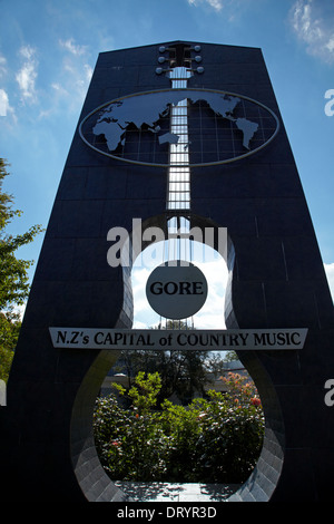 Gigantische Gitarre Statue, Gore, Southland, Südinsel, Neuseeland Stockfoto