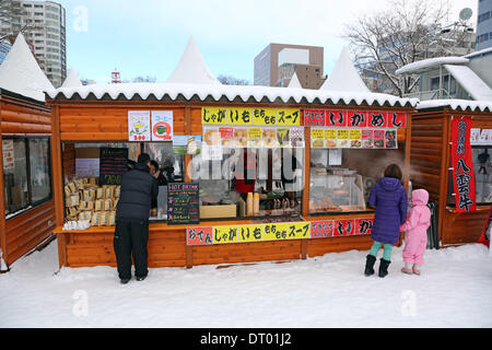 Sapporo, Japan. 5. Februar 2014. Eis-Skulpturen am ersten Tag der 65. Sapporo Snow Festival 2014 in Sapporo, Japan. Mehr als 2 Millionen Menschen sollen die Woche Festival zu besuchen. Bildnachweis: Paul Brown/Alamy Live-Nachrichten Stockfoto